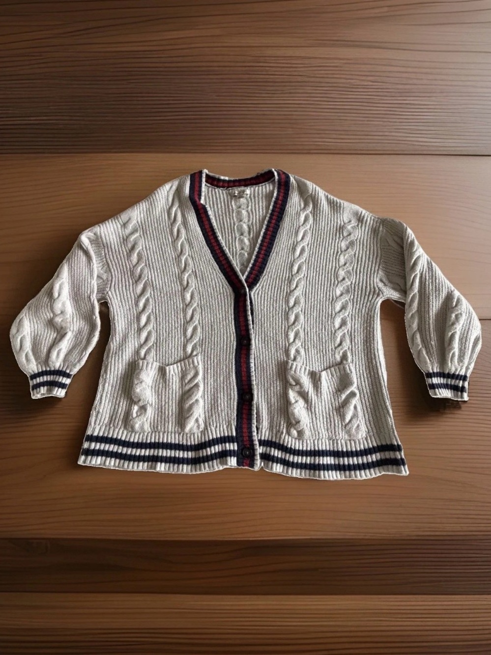 American Eagle Outfitters Cardigan Sweater Womens XL Cable Knit Preppy Academia